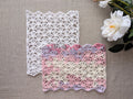 Finished Chart 101 lace rectangle scarf made with a beginner-friendly 1-row repeat crochet pattern.