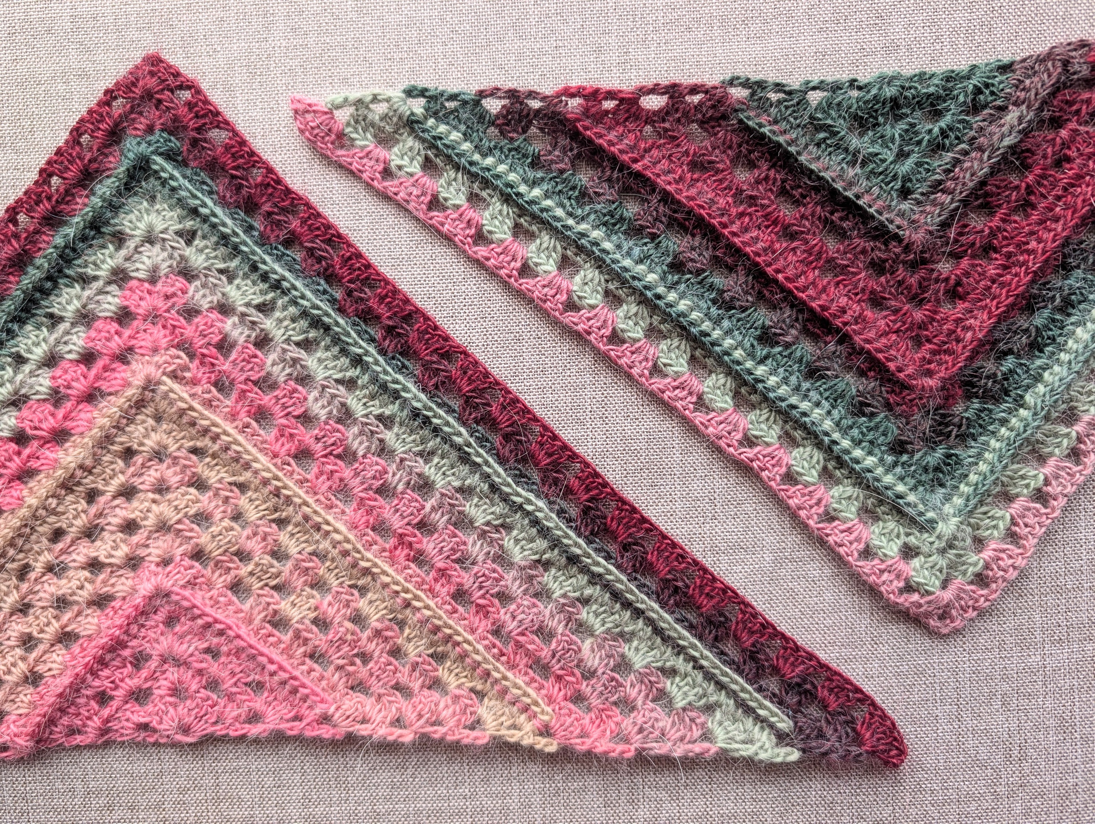 Close-up of 3D front-post ridges and granny stitch clusters in Chart 113 crochet wrap pattern.