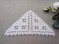 Handmade filet crochet lace bandana shawl featuring delicate floral motifs and a decorative shell border, Pattern #104.