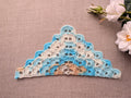 Chart No. 114 dense shell crochet triangle scarf in gradient yarn showing scalloped self-edging texture.