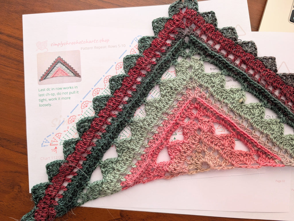 High-contrast vector crochet symbol chart and 3-page PDF guide cover preview for pattern #112.