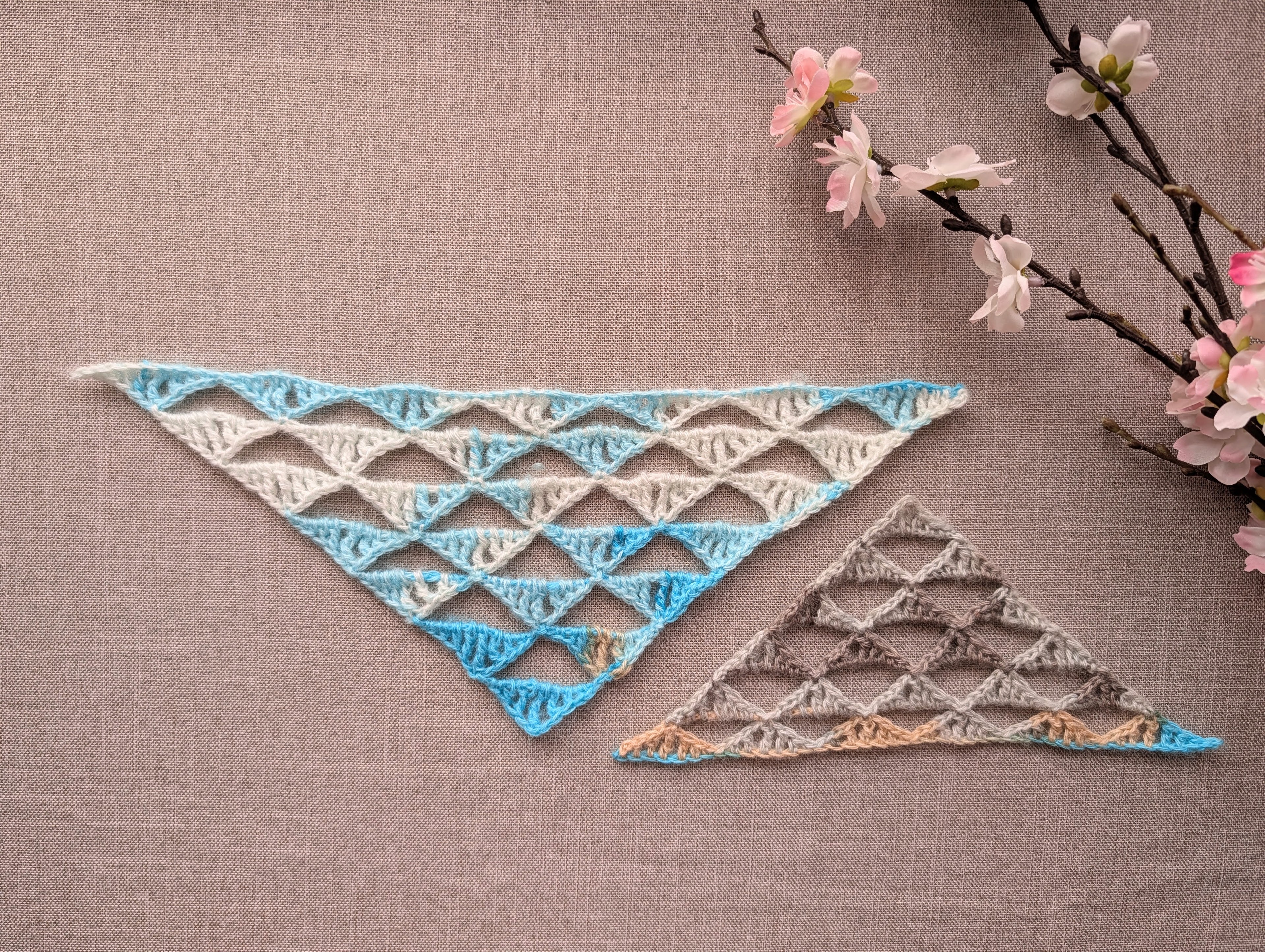 High-contrast visual crochet symbol chart diagram for Pattern 111, showing the top-down stitch layout for the smaller-scale triangle wave pattern variation.